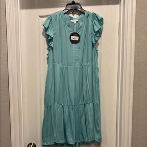 Blue Ruffle Sleeve Dress